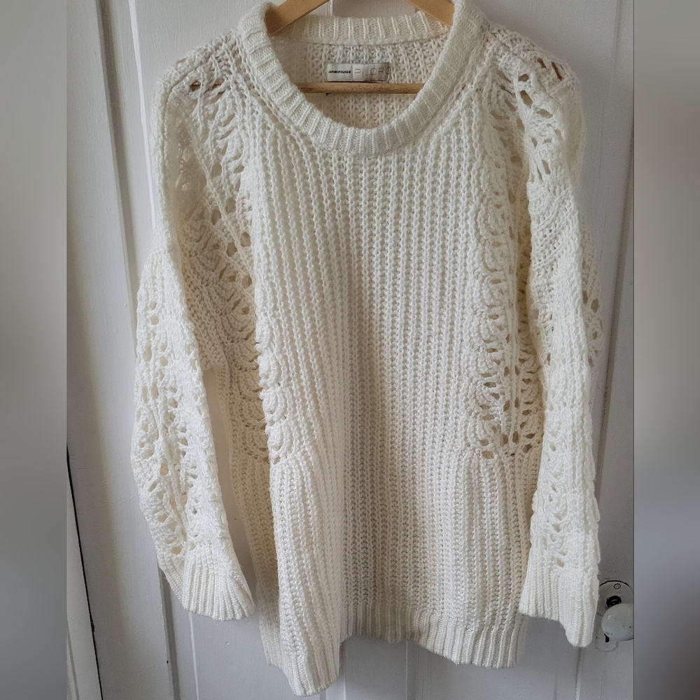 Anthropologie Cream Knit Sweater. Small.